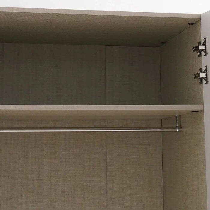 Virgo 6 Door Swing Door Wardrobe with 2 Glass Doors & LED - Matt Grey Engineered Wood Furniture, Spacious Storage with 8 Shelves, Size: L271.5xW61xH225cm