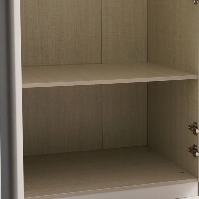 Virgo 6 Door Swing Door Wardrobe with 2 Glass Doors & LED - Matt Grey Engineered Wood Furniture, Spacious Storage with 8 Shelves, Size: L271.5xW61xH225cm