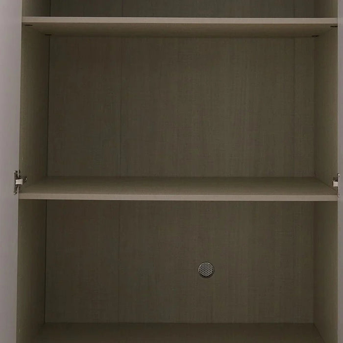 Virgo 6 Door Swing Door Wardrobe with 2 Glass Doors & LED - Matt Grey Engineered Wood Furniture, Spacious Storage with 8 Shelves, Size: L271.5xW61xH225cm