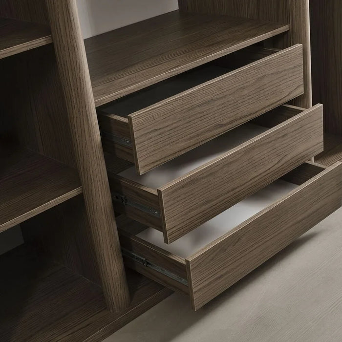 Somahus 6 Door Wardrobe with 2 Glass Doors & Built-In LED | Spacious Bedroom Storage with Shelves & Hanging Space | Premium Walnut/Brown Finish for Modern & Stylish Home Interiors