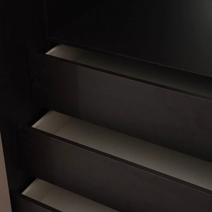 Novette 6 Door Wardrobe + 4 Drawers With Mirror | Sturdy Closet Clothes Storage Cupboard | Modern Design Space Saving Swing Door Cabinet For Bedroom L240.2xW63.3xH220cm-Taupe/Wenge