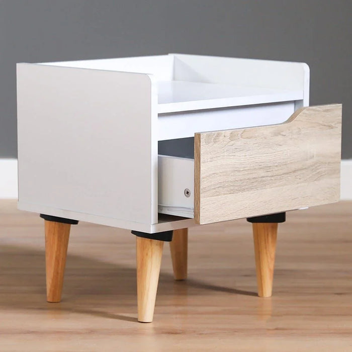 Aurora Night Stand White/Natural Oak 40x35x42cm