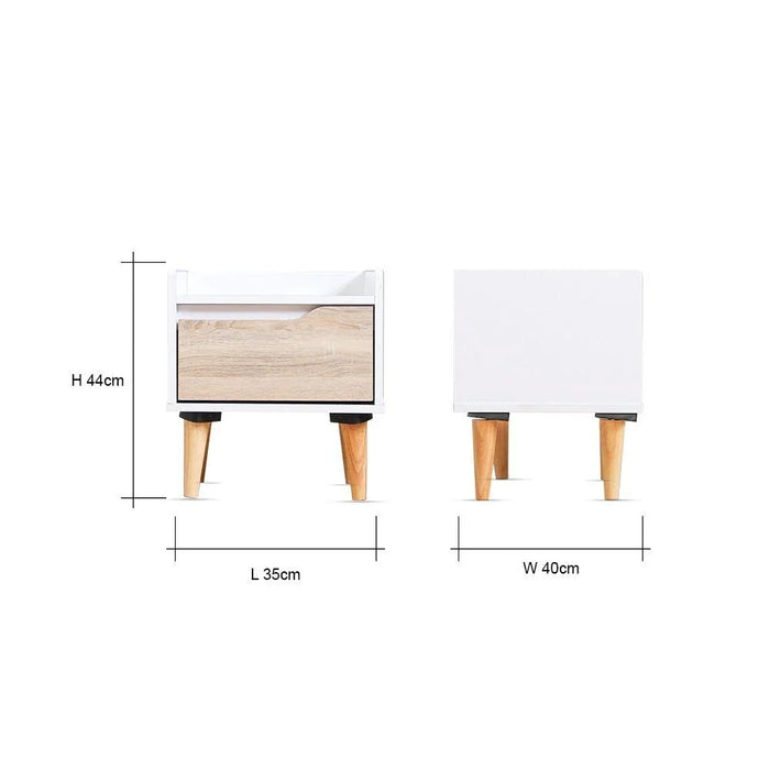 Aurora Night Stand White/Natural Oak 40x35x42cm