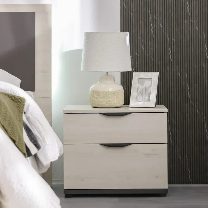 Pletora Night Stand| Multifunctional Bedside Table Space Saving Nightstand Side Table Modern Design Furniture For Bedroom L60Xw39Xh51Cm -Grey Oak