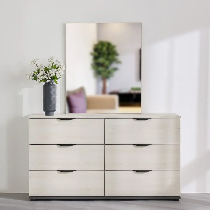 Pletora Dresser With Mirror Durable Vanity Table Dressing Makeup Desk With Storage Modern Design Bedroom Furniture L152Xw39Xh85Cm-Grey Oak