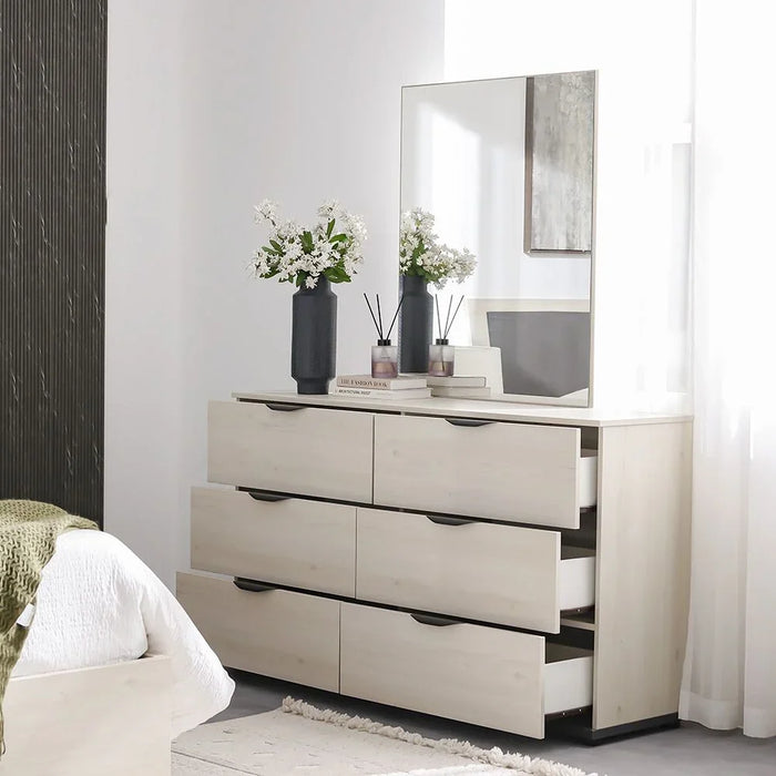 Pletora Dresser With Mirror Durable Vanity Table Dressing Makeup Desk With Storage Modern Design Bedroom Furniture L152Xw39Xh85Cm-Grey Oak