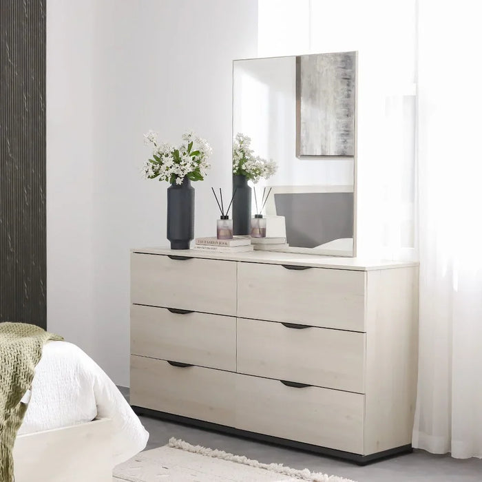 Pletora Dresser With Mirror Durable Vanity Table Dressing Makeup Desk With Storage Modern Design Bedroom Furniture L152Xw39Xh85Cm-Grey Oak