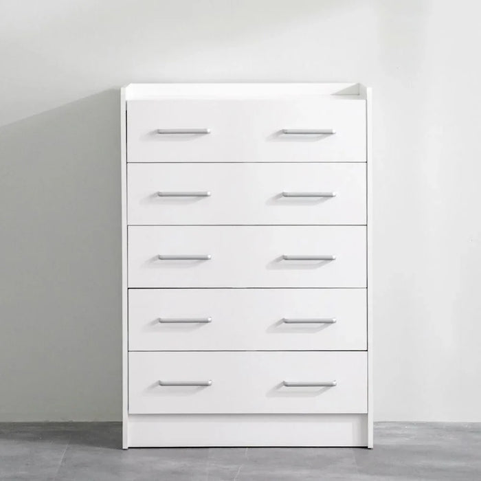 Supreme Chest Of 5 Drawers Desk Chest Of Drawers Living Room Chest Of Drawers Modern And Simple Bedroom Furniture Wall Storage Cabine -White