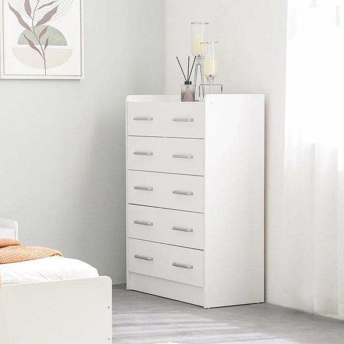 Supreme Chest Of 5 Drawers Desk Chest Of Drawers Living Room Chest Of Drawers Modern And Simple Bedroom Furniture Wall Storage Cabine -White