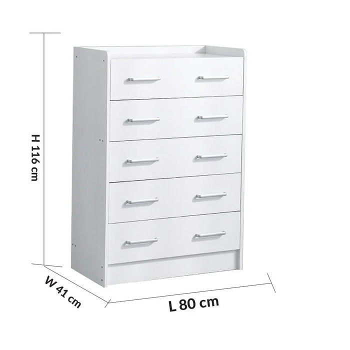 Supreme Chest Of 5 Drawers Desk Chest Of Drawers Living Room Chest Of Drawers Modern And Simple Bedroom Furniture Wall Storage Cabine -White
