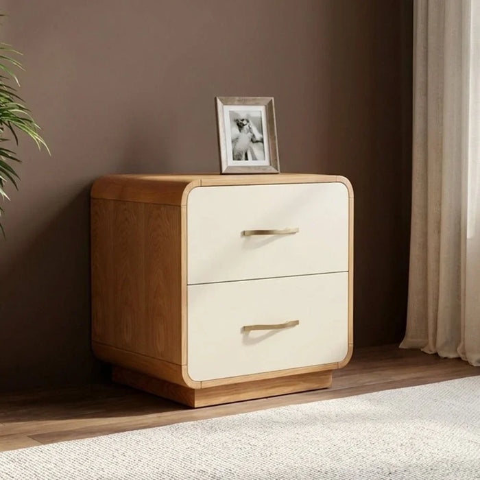 Nordomi 2 Drawer Night Stand| Multifunctional Bedside Table | Space Saving Nightstand Side Table | Modern Design Furniture For Bedroom L55xW45xH55cm - Beige/Natural