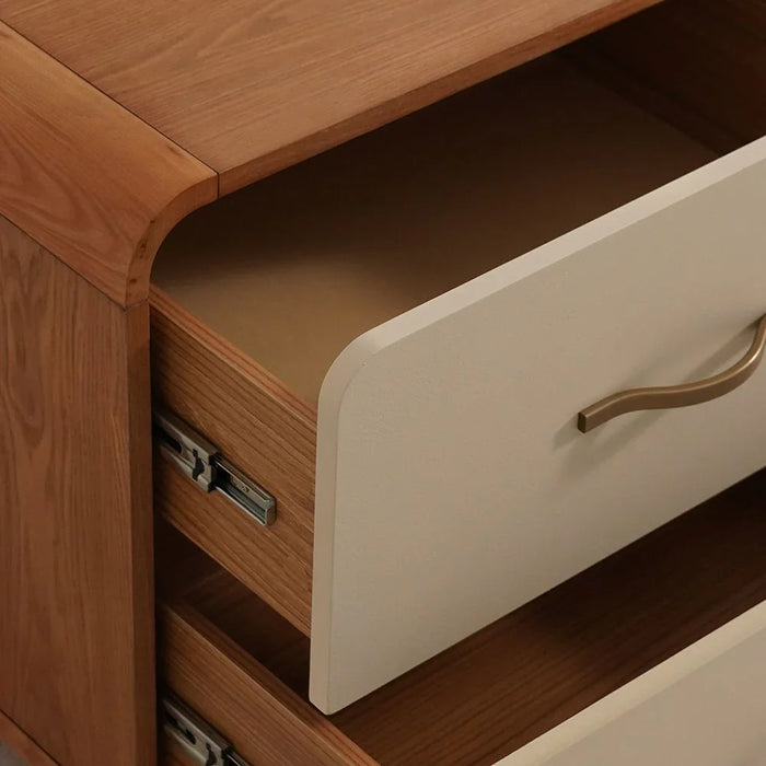 Nordomi 2 Drawer Night Stand| Multifunctional Bedside Table | Space Saving Nightstand Side Table | Modern Design Furniture For Bedroom L55xW45xH55cm - Beige/Natural