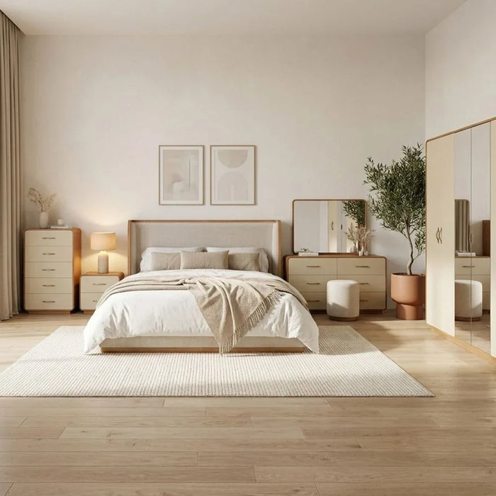 Nordomi 2 Drawer Night Stand| Multifunctional Bedside Table | Space Saving Nightstand Side Table | Modern Design Furniture For Bedroom L55xW45xH55cm - Beige/Natural