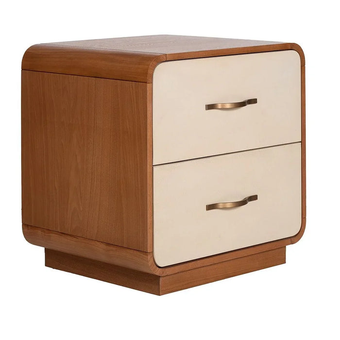 Nordomi 2 Drawer Night Stand| Multifunctional Bedside Table | Space Saving Nightstand Side Table | Modern Design Furniture For Bedroom L55xW45xH55cm - Beige/Natural