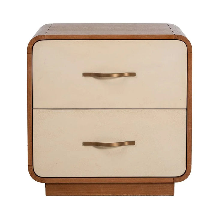 Nordomi 2 Drawer Night Stand| Multifunctional Bedside Table | Space Saving Nightstand Side Table | Modern Design Furniture For Bedroom L55xW45xH55cm - Beige/Natural