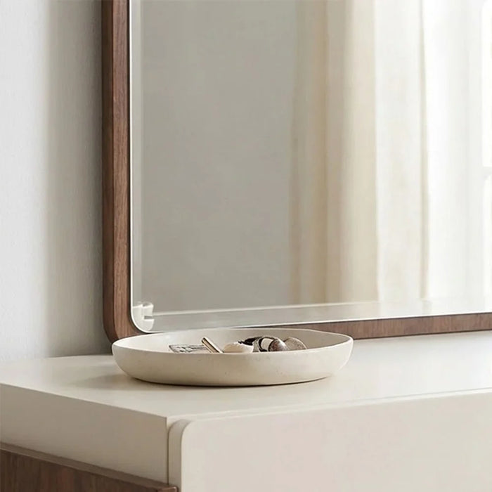 Oboro 6 drawer Dresser Mirror With Stool | Durable Vanity Table | Dressing Makeup Desk | Modern Design Bedroom Furniture L110xW70xH1.7cm - Walnut/Beige