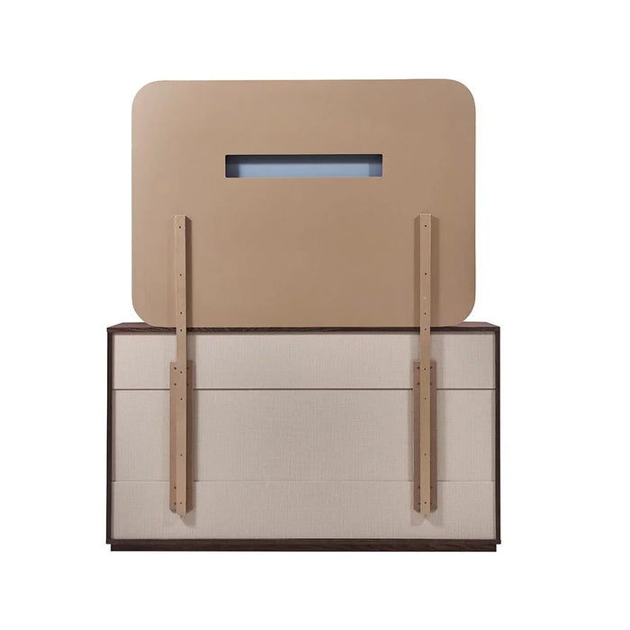 Jacksonville 6 Drawer Dresser With Mirror & Stool | Durable Vanity Table | Dressing Makeup Desk With ChairL160xW47xH90cm - Brown/Gold