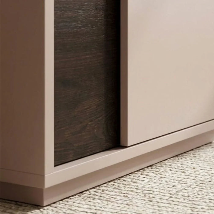 Novette 2 Drawer Left Night Stand | Multifunctional Bedside Table | Space Saving Nightstand Side Table | Modern Design Furniture For Bedroom L60xW40xH50cm-Taupe/Wenge