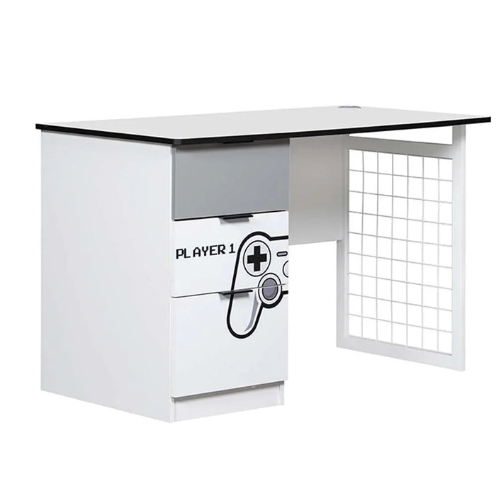 Gamerzone Study Desk With 3 Drawers Computer Table Art And Crafts Desk Workstation Laptop Kids Table Modern Study Table For Home L116Xw60Xh75Cm -White And Grey