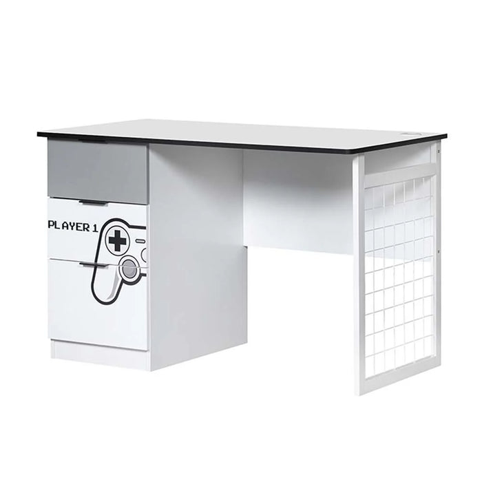 Gamerzone Study Desk With 3 Drawers Computer Table Art And Crafts Desk Workstation Laptop Kids Table Modern Study Table For Home L116Xw60Xh75Cm -White And Grey