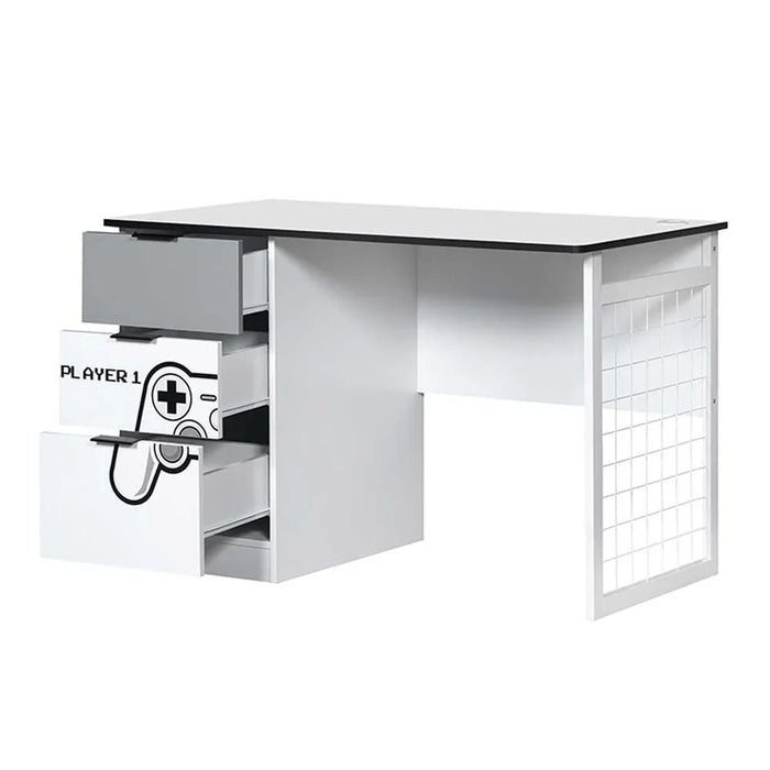 Gamerzone Study Desk With 3 Drawers Computer Table Art And Crafts Desk Workstation Laptop Kids Table Modern Study Table For Home L116Xw60Xh75Cm -White And Grey