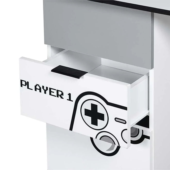 Gamerzone Study Desk With 3 Drawers Computer Table Art And Crafts Desk Workstation Laptop Kids Table Modern Study Table For Home L116Xw60Xh75Cm -White And Grey
