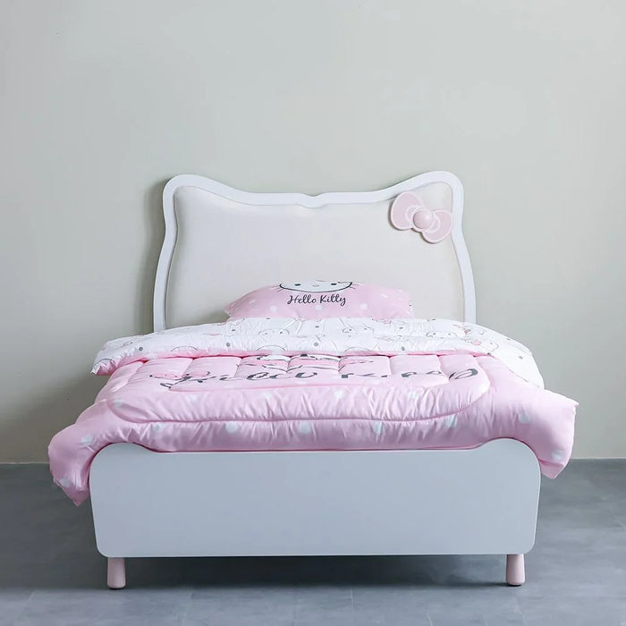 Kitty 120X200 Bed With Upholstered Headboard – Elegant Queen-Size Bedroom Bed With Plush Comfort & Stylish Design – White & Pink