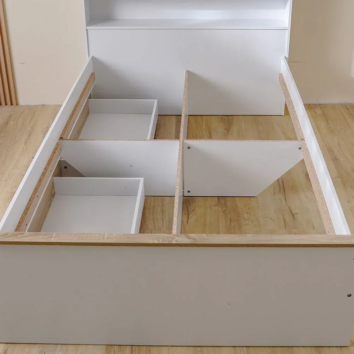 Stanley 120x200 House Bed With 2 Drawers | Modern Design Wooden Kids Bed Frame Furniture | Comfortable Bed (Mattress Not Included) - Sonoma Oak & White