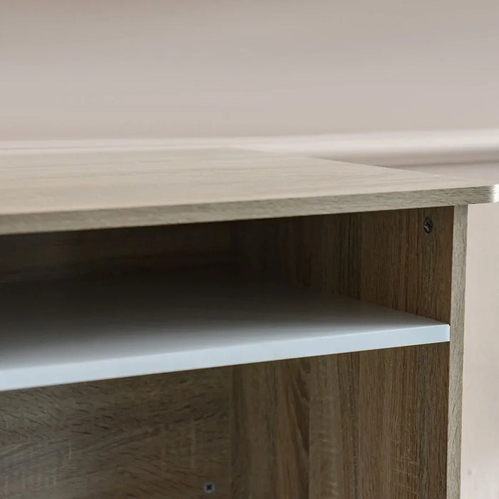 Kinder Study Desk With 1 Drawer | Arts And Crafts Desk | Modern Wooden Kids Table L100xW50xH73cm - White & Sonoma Oak