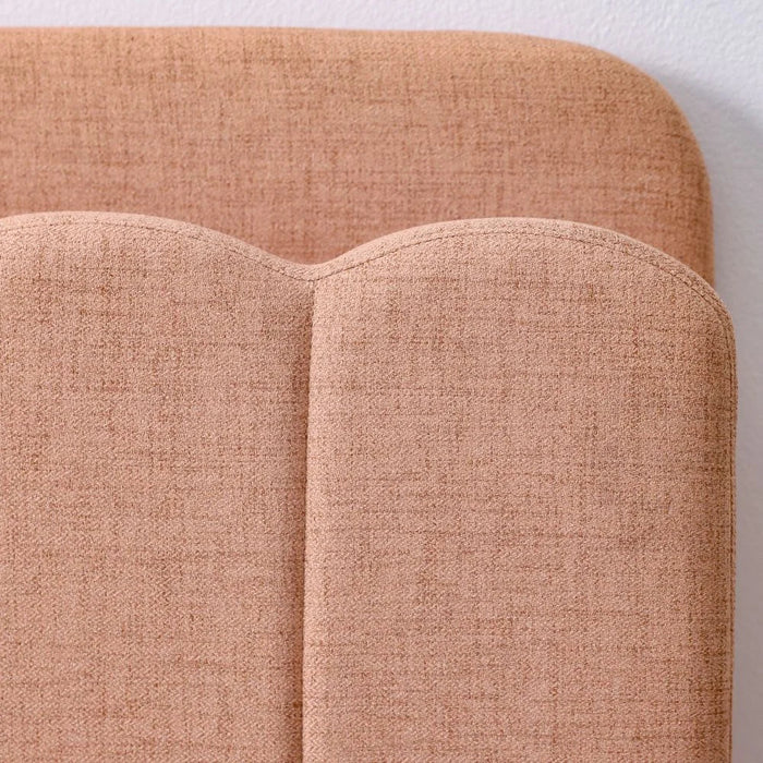Maxillux Linea 120X200 Upholstered Kids Bed With Usb | Modern Design Single Bed Frame Furniture | Comfortable Bed (Mattress Not Included) L227xW132xH106cm - Peach Pink