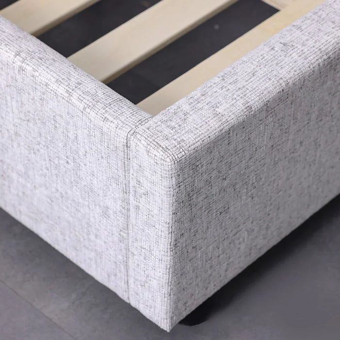 Maxillux Linea 120X200 Upholstered Kids Bed With USB | Modern Design Single Bed Frame Furniture | Comfortable Bed (Mattress Not Included) L227xW132xH106cm - Grey