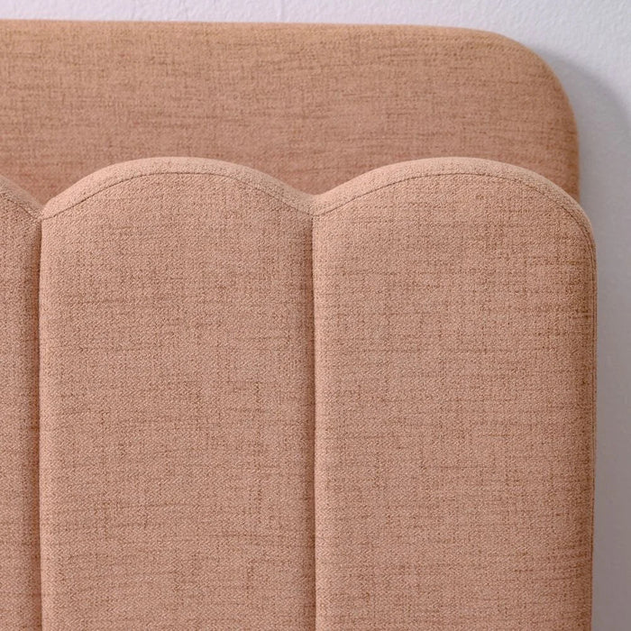 Maxillux Linea 90X200 Upholstered Kids Bed With Hydraulic Storage + Usb | Modern Design Single Bed Frame Furniture | Comfortable Bed (Mattress Not Included) L227xW102xH106cm - Peach Pink