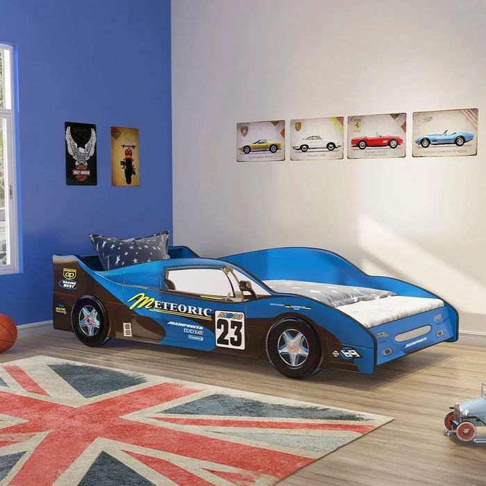 Ranger Meteoric 90x190 Car Bed | Modern Design Kids Single Bed Frame Furniture | Comfortable Bed (Mattress Not Included) L208xW97.5xH69.2cm-Blue