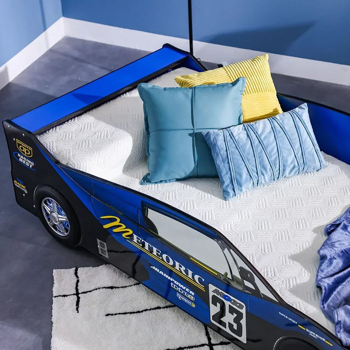 Ranger Meteoric 90x190 Car Bed | Modern Design Kids Single Bed Frame Furniture | Comfortable Bed (Mattress Not Included) L208xW97.5xH69.2cm-Blue
