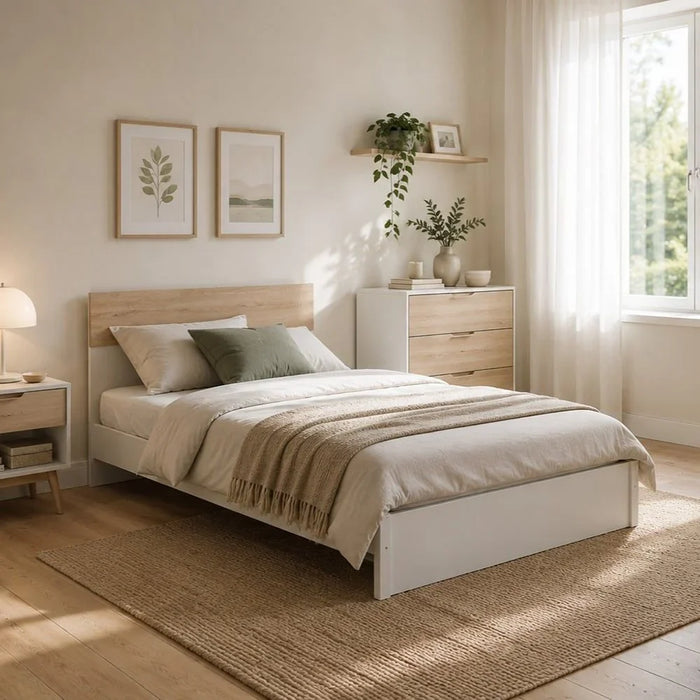 Aurora Single Size Bed Modern Design Double Bedroom Furniture White 120x200cm