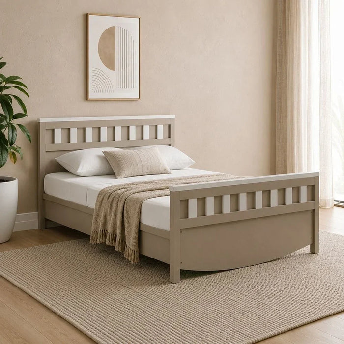 Hazel Single Bed Stylish Modern Bed Frame For Bedroom Comfortable And Durable Design Elegant Home DÃ©cor Perfect Size For Cozy Spaces And Relaxation - Light Beige And White