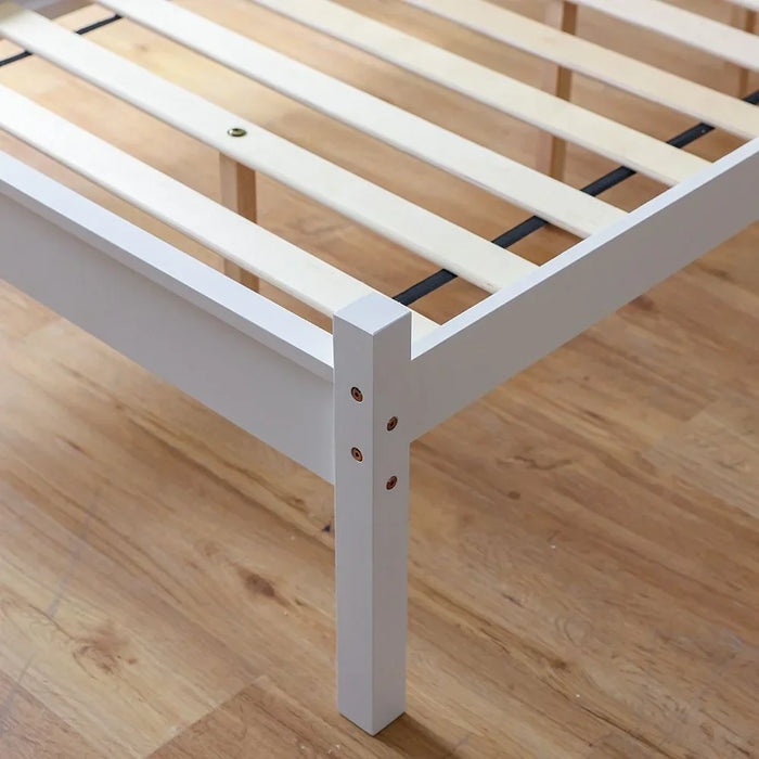 Derby Solo 90x200 Solid Wood Single Bed | Modern Design Wooden Young Bed Frame Furniture | Comfortable Bed (Mattress Not Included) - White