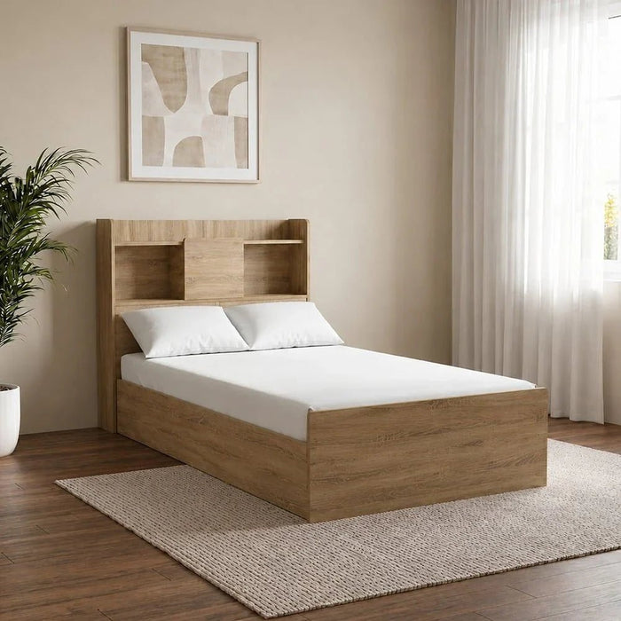 Supreme 90X200 Young Bed With Storage And Foil Lamited Strong And Sturdy Modern Design Wooden Single Bed Frame Furniture Quiet And Comfortable Beds - French Sonoma Oak