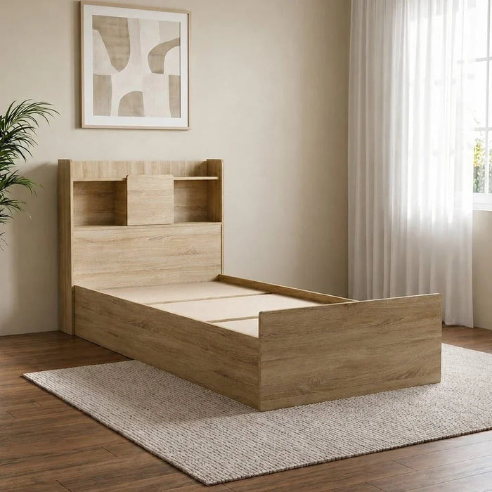 Supreme 90X200 Young Bed With Storage And Foil Lamited Strong And Sturdy Modern Design Wooden Single Bed Frame Furniture Quiet And Comfortable Beds - French Sonoma Oak