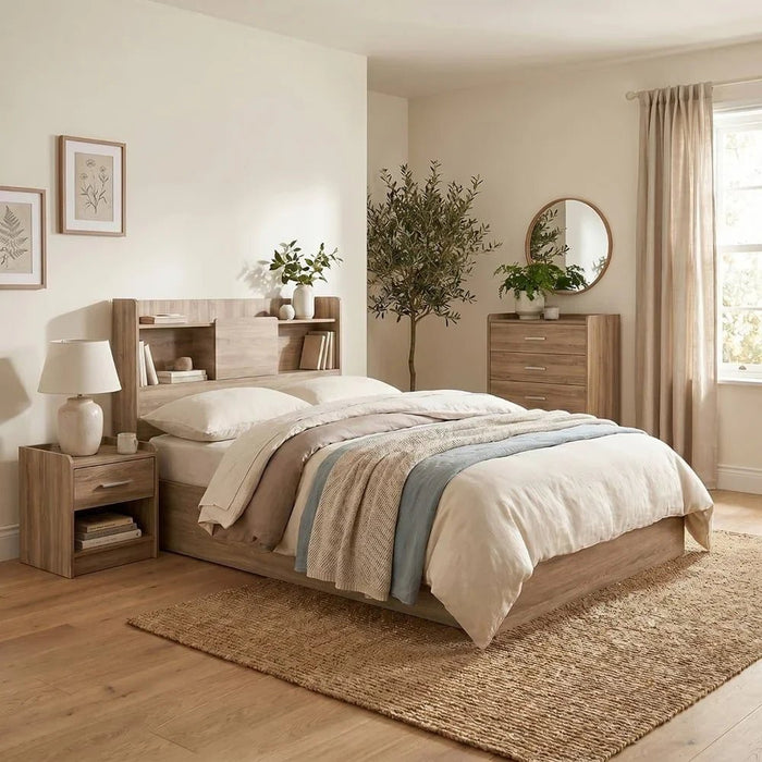 Supreme 90X200 Young Bed With Storage And Foil Lamited Strong And Sturdy Modern Design Wooden Single Bed Frame Furniture Quiet And Comfortable Beds - French Sonoma Oak