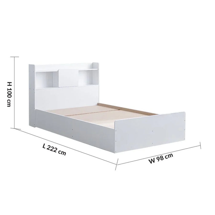 Supreme 90X200 Young Bed With Storage And Foil Lamited Strong And Sturdy Modern Design Wooden Single Bed Frame Furniture Quiet And Comfortable Beds - White