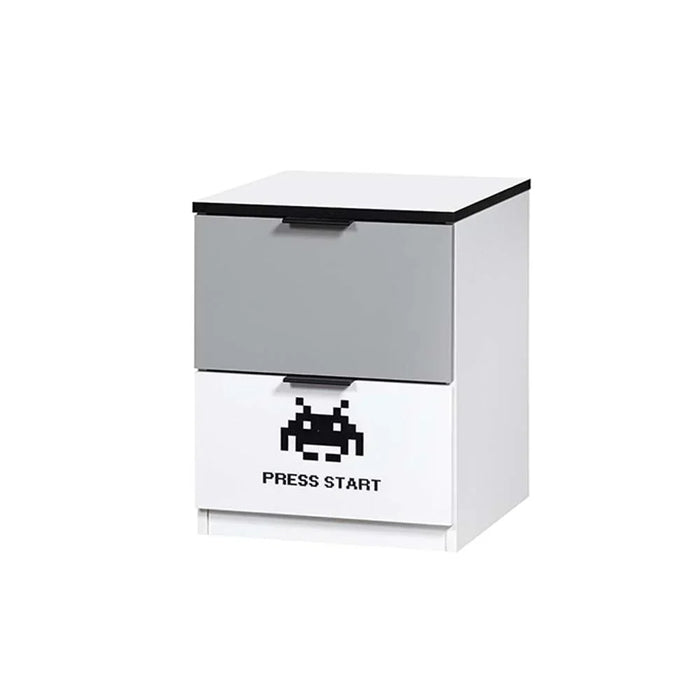 Gamerzone 2 Drawers Nighstand | Multifunctional Kids Bedside Table Space Saving Night Stand Side Table Modern Design Furniture For Bedroom L40Xw40Xh50Cm -White And Grey