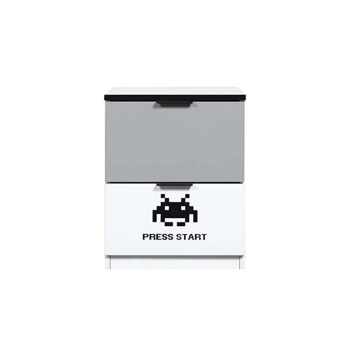 Gamerzone 2 Drawers Nighstand | Multifunctional Kids Bedside Table Space Saving Night Stand Side Table Modern Design Furniture For Bedroom L40Xw40Xh50Cm -White And Grey