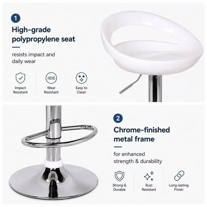 Lewis Bar Stool White/Silver 46x45x98cm