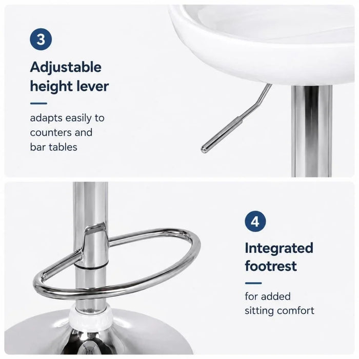 Lewis Bar Stool White/Silver 46x45x98cm