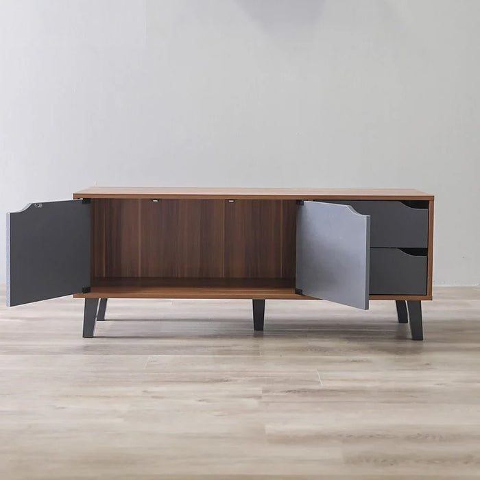Modesto TV Cabinet For Up To 32 Inches TV Entertainment Modern Design Wall Unit Furniture Wooden TV Stand For Living Room Bedroom TV Rack L120xW40xH49 cm Cherry/Dark Grey