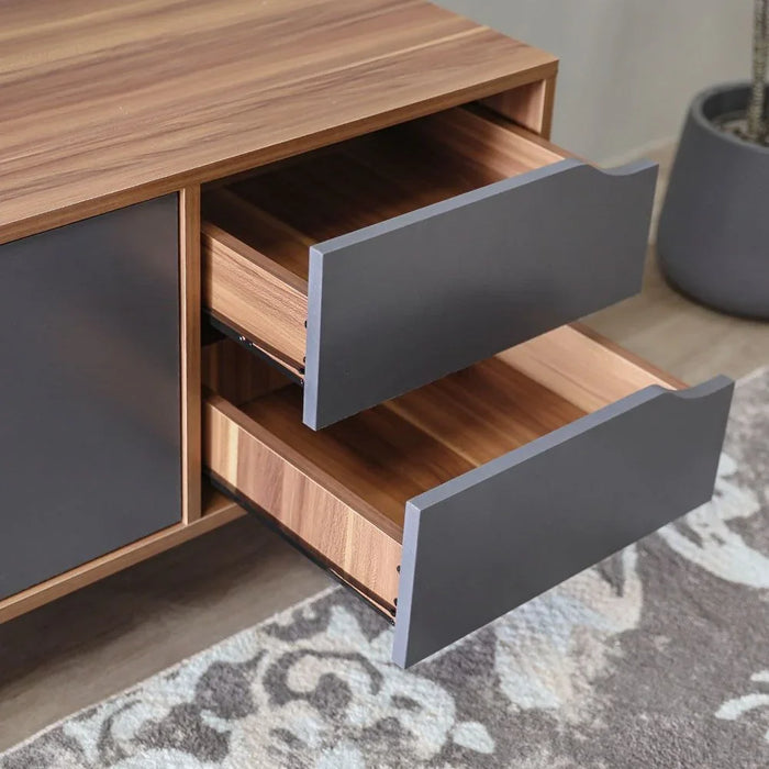 Modesto TV Cabinet For Up To 32 Inches TV Entertainment Modern Design Wall Unit Furniture Wooden TV Stand For Living Room Bedroom TV Rack L120xW40xH49 cm Cherry/Dark Grey