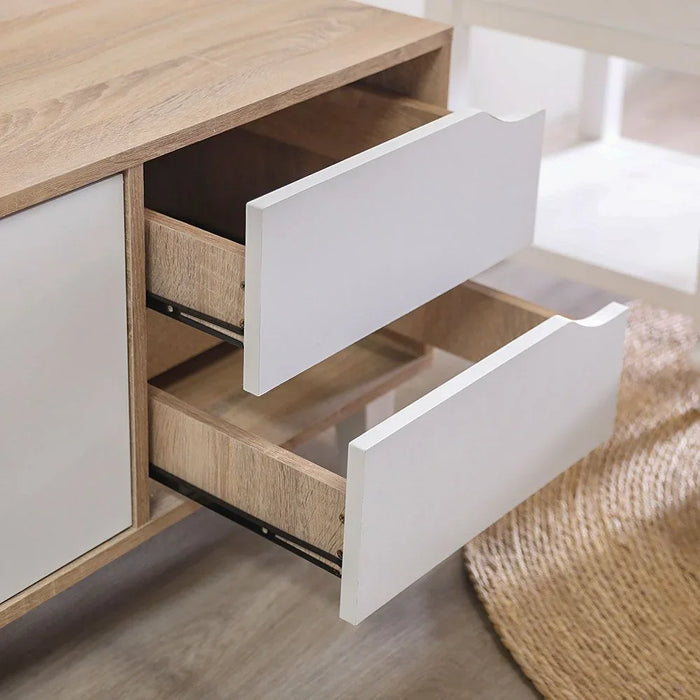 Modesto TV Cabinet For Up To 32 Inches TV Entertainment Modern Design Wall Unit Furniture Wooden TV Stand For Living Room Bedroom TV Rack L120xW40xH49 cm Sonoma Oak/White