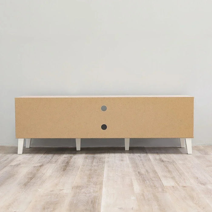 Juno TV Cabinet For Up To 55 Inches TV Entertainment Modern Design Wall Unit Furniture Wooden TV Stand For Living Room Bedroom TV Rack L152xW40xH49 cm White/Sonoma Oak