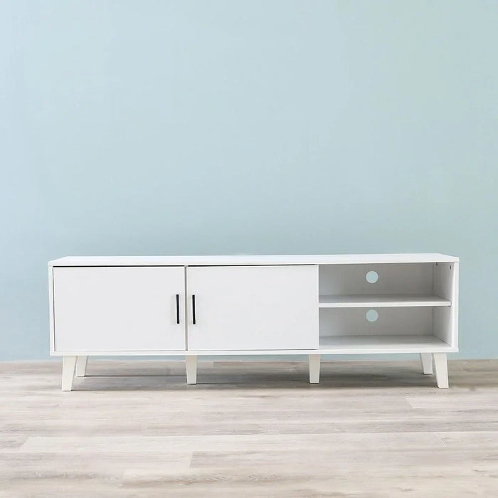 Arlo TV Cabinet For Up To 55 Inches TV Entertainment Modern Design Wall Unit Furniture Wooden TV Stand For Living Room Bedroom TV Rack L152xW40xH49 cm White